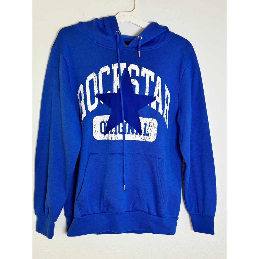 Rockstar Original Royal Blue Graphic Star Hoodie XS Streetwear Fleece Pullover